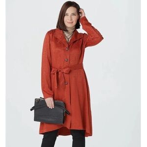 Dennis Basso Jacquard Woven Button-Front Duster Cinnamon Spice 18W